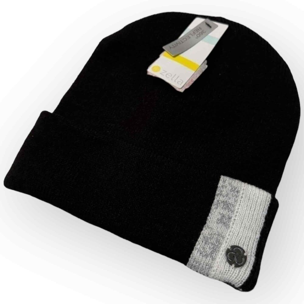 Zella Unisex Knit‎ Running Beanie with 360 Reflectivity - Solid Black 0842/0936